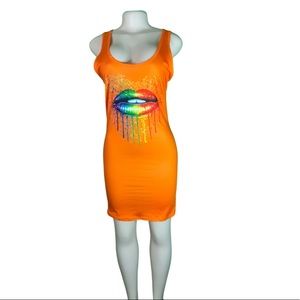Orange dress with lips